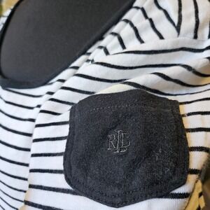 Lauren Ralph Lauren XL Striped T Shirt Top Short Sleeve Shoulder Pocket Normcore